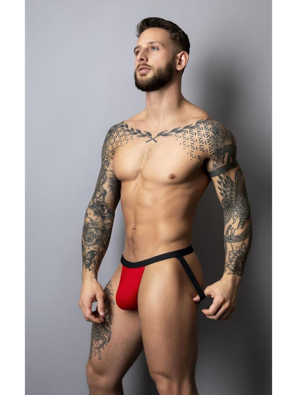 Male Power 349-300 Hot Mesh Jock Color Black-Red